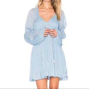 Free People Lini Smocked Baby Blue Mini Dress
